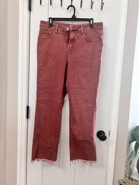 Women’s High-Rise Ankle Jeans in Washed Rose - Frayed Hem